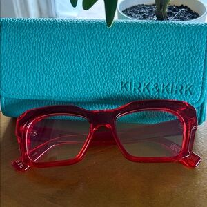 Kirk & Kirk Original, Crimson Glasses with K&K Teal Case, Branded Cloth.
